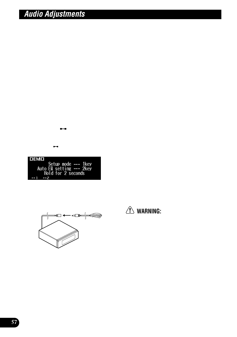 Audio adjustments, Warning | Pioneer DEH-P900HDD User Manual | Page 58 / 156