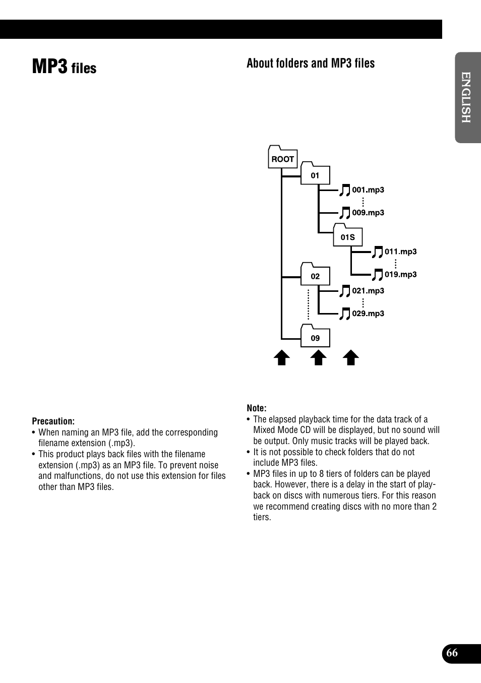 Mp3 files, Files, About folders and mp3 files | Pioneer DEH-P900HDD User Manual | Page 67 / 156