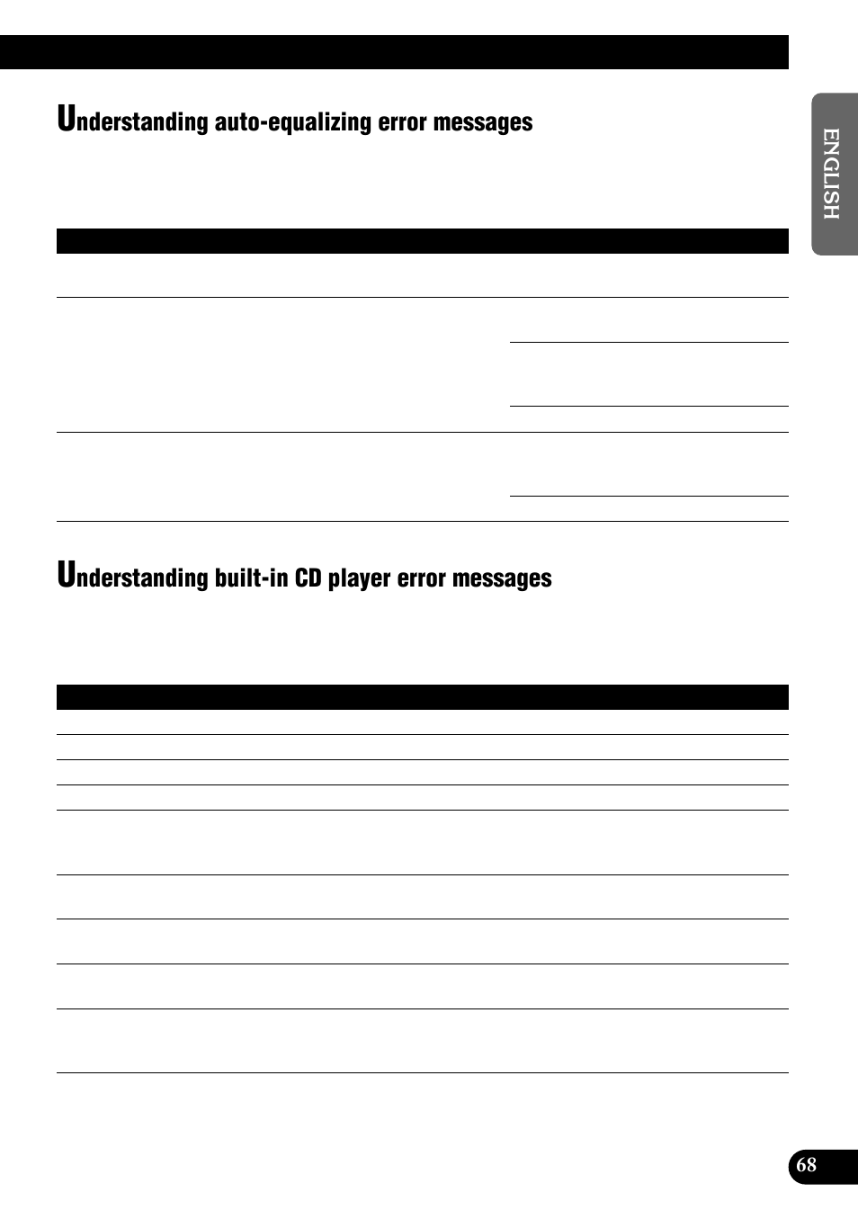 Understanding auto-equalizing, Error messages, Understanding built-in cd player | Nderstanding auto-equalizing error messages, Nderstanding built-in cd player error messages | Pioneer DEH-P900HDD User Manual | Page 69 / 156