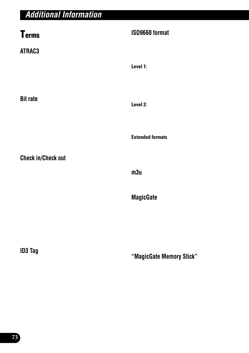 Terms, Additional information, Erms | Pioneer DEH-P900HDD User Manual | Page 74 / 156