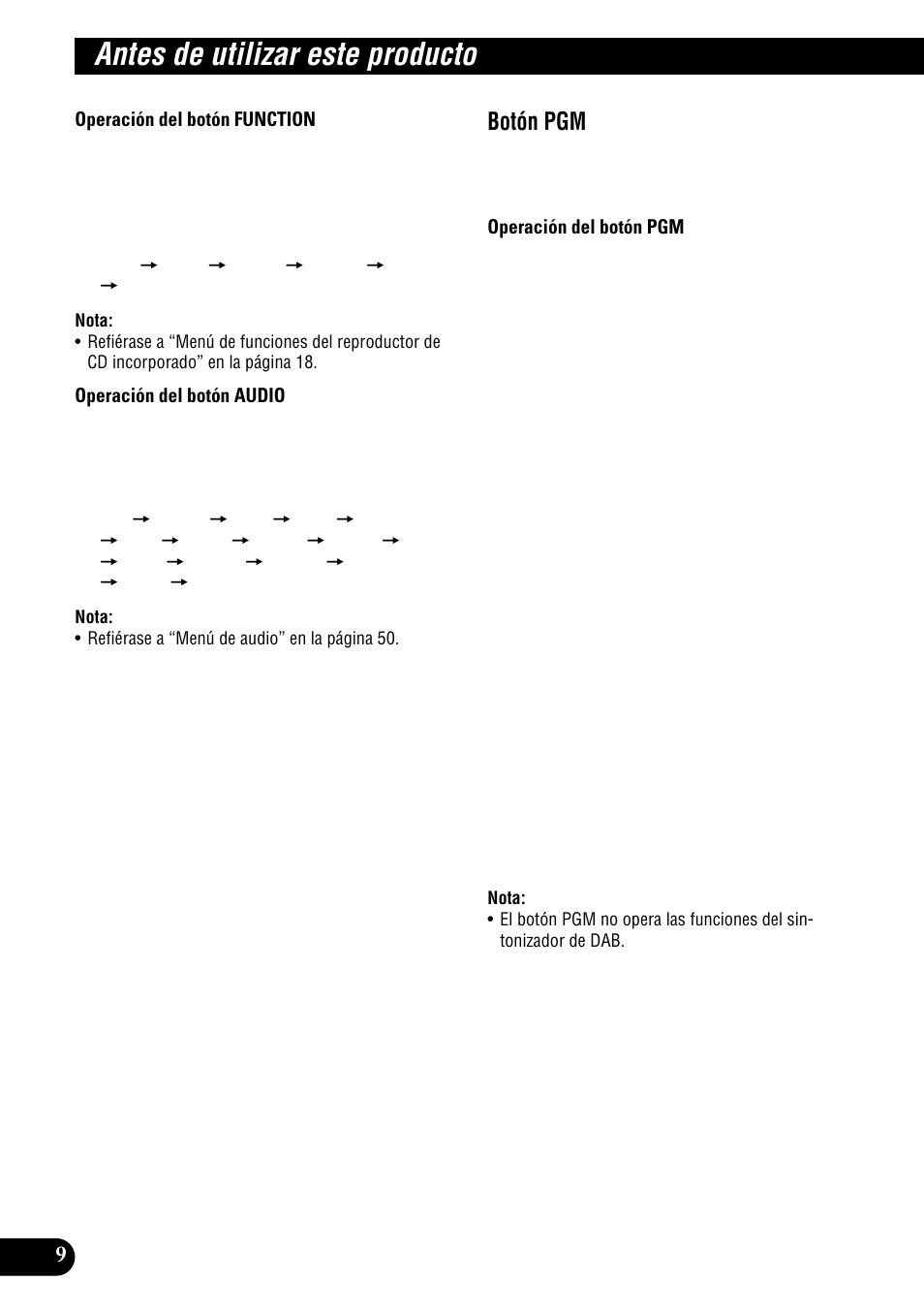 Antes de utilizar este producto, Botón pgm | Pioneer DEH-P900HDD User Manual | Page 86 / 156