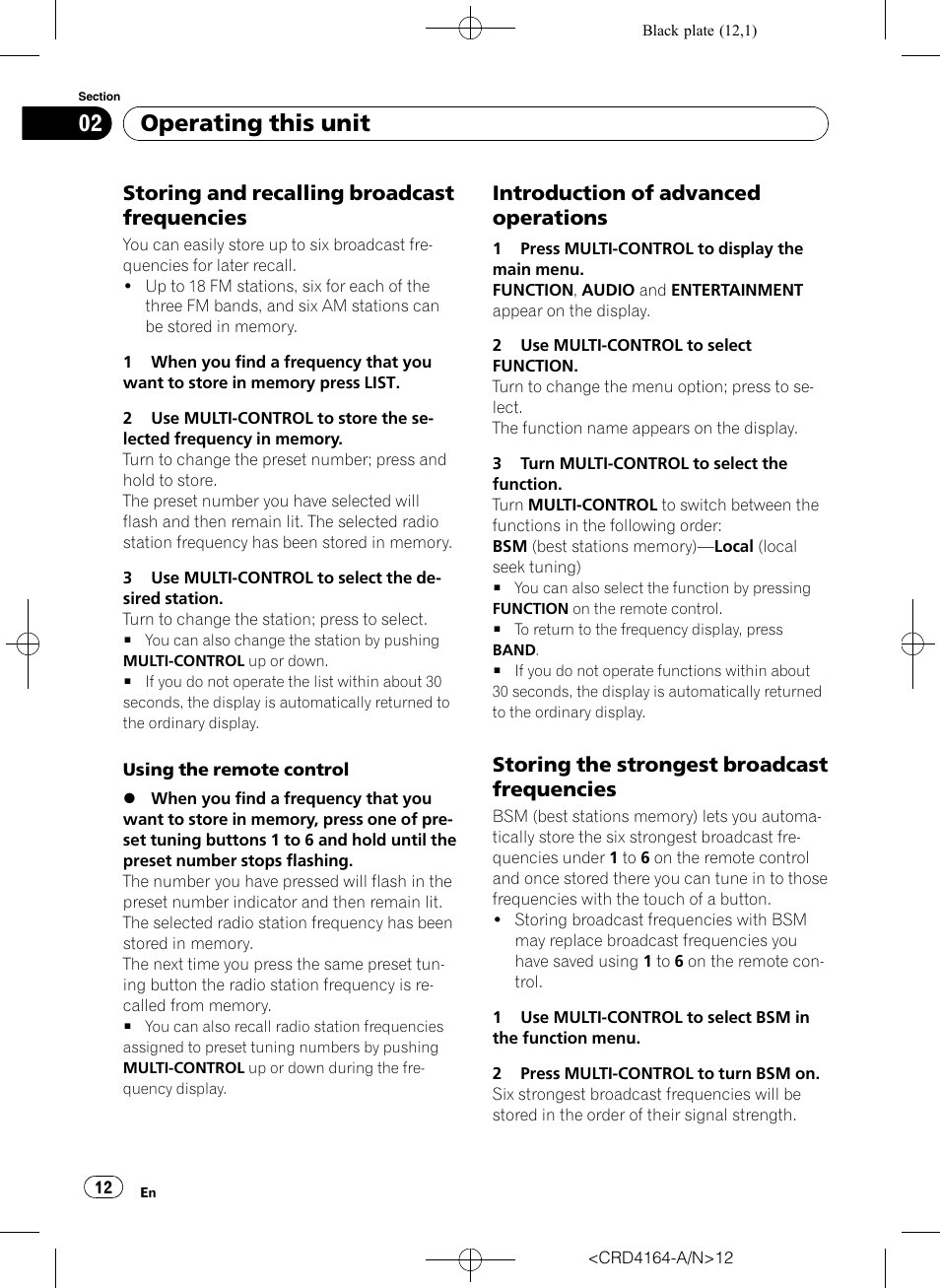 Storing and recalling broadcast, Frequencies, Introduction of advanced | Operations, Storing the strongest broadcast, Operating this unit, Storing and recalling broadcast frequencies, Introduction of advanced operations, Storing the strongest broadcast frequencies | Pioneer SUPER TUNERIII D DEH-P7950UB User Manual | Page 12 / 132