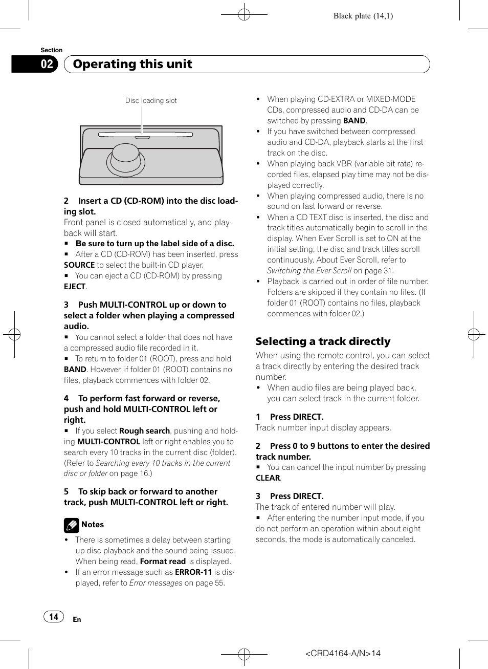 Selecting a track directly 14, Operating this unit, Selecting a track directly | Pioneer SUPER TUNERIII D DEH-P7950UB User Manual | Page 14 / 132