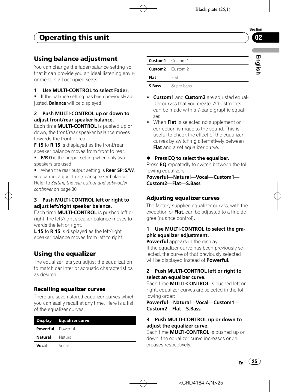 Using balance adjustment 25, Using the equalizer 25, Operating this unit | Using balance adjustment, Using the equalizer | Pioneer SUPER TUNERIII D DEH-P7950UB User Manual | Page 25 / 132