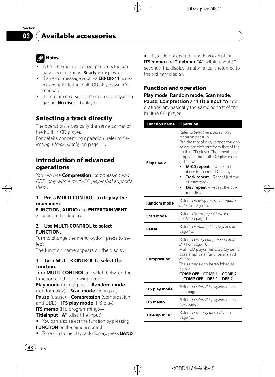 Selecting a track directly 48, Introduction of advanced, Operations | Available accessories, Selecting a track directly, Introduction of advanced operations | Pioneer SUPER TUNERIII D DEH-P7950UB User Manual | Page 48 / 132