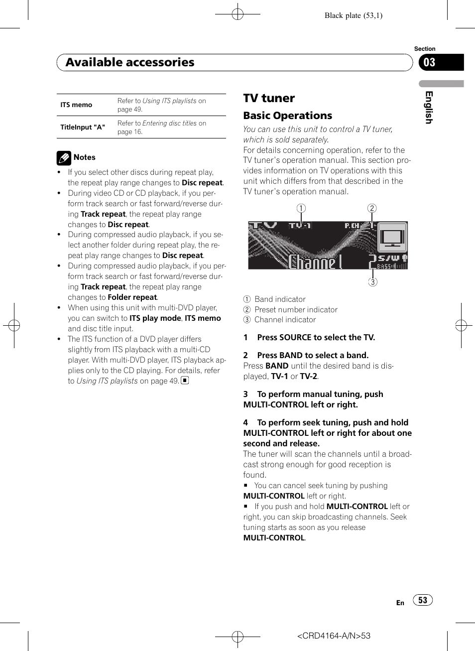 Tv tuner, Basic operations 53, Available accessories | Basic operations | Pioneer SUPER TUNERIII D DEH-P7950UB User Manual | Page 53 / 132