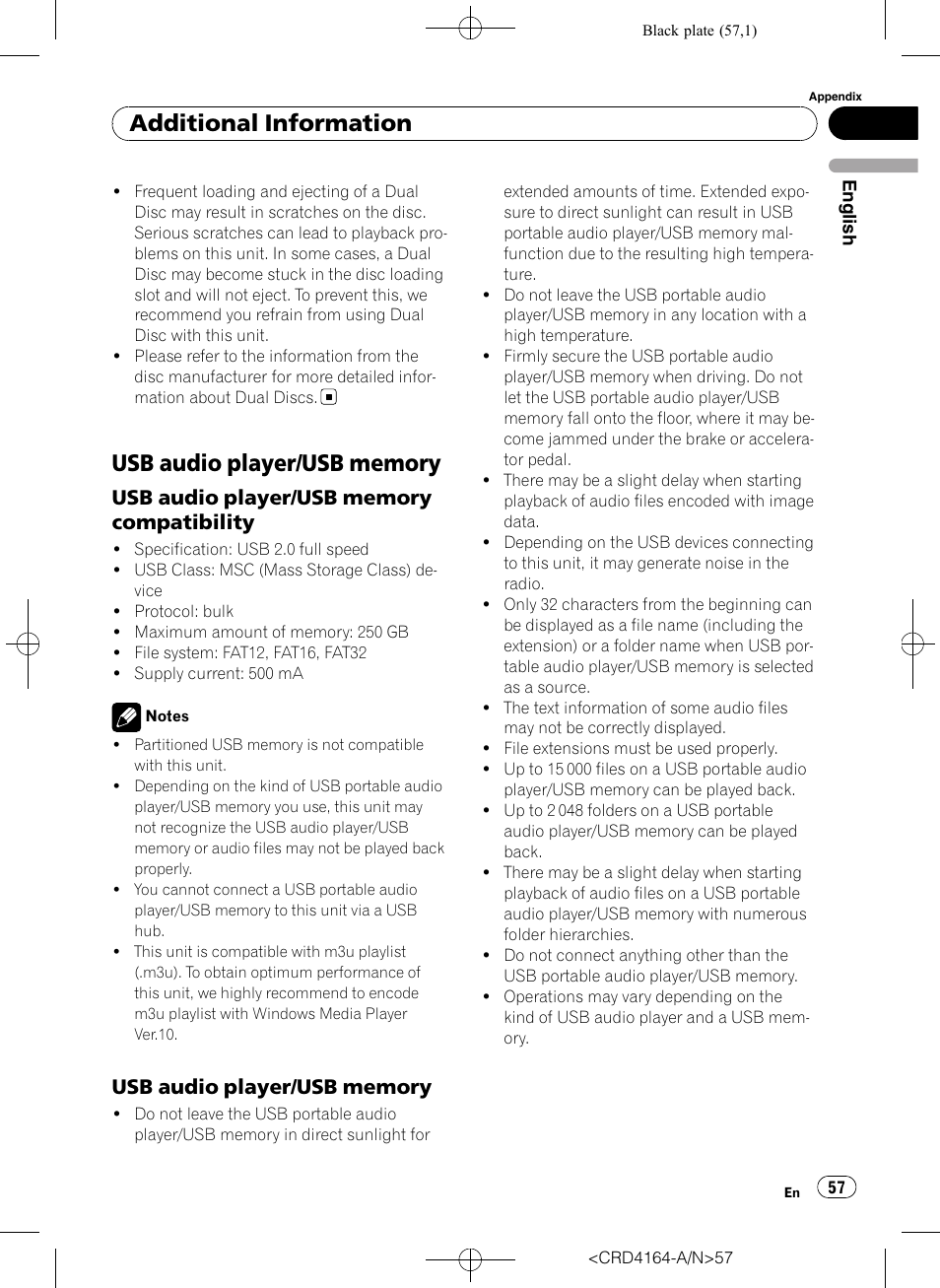 Usb audio player/usb memory, Compatibility, Usb audio player/usb memory 57 | Additional information | Pioneer SUPER TUNERIII D DEH-P7950UB User Manual | Page 57 / 132