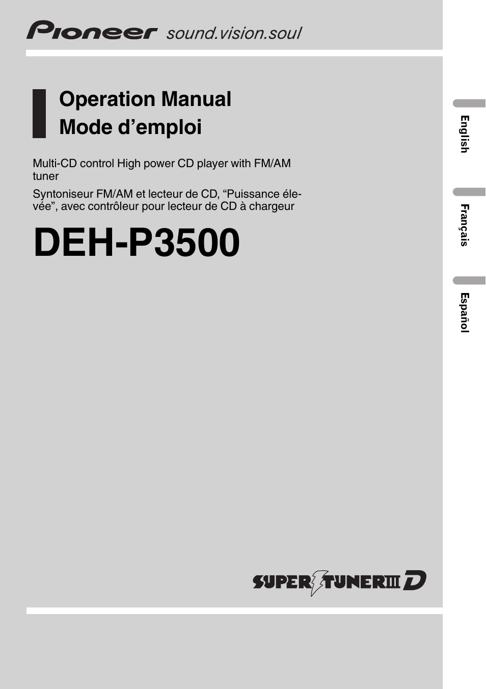 Pioneer DEH-P3500 User Manual | 124 pages