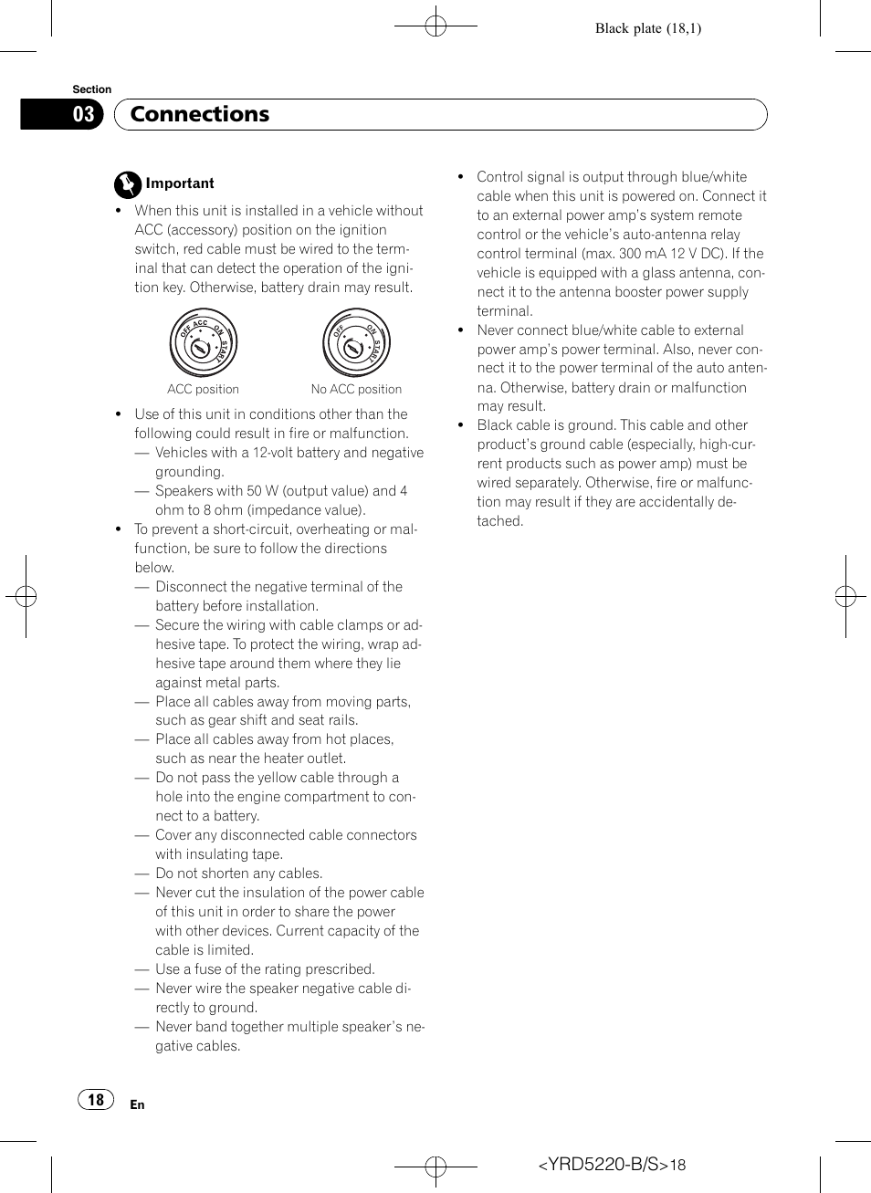 Connections, Yrd5220-b/s | Pioneer Super Tuner III D DEH-2150UB User Manual | Page 18 / 128
