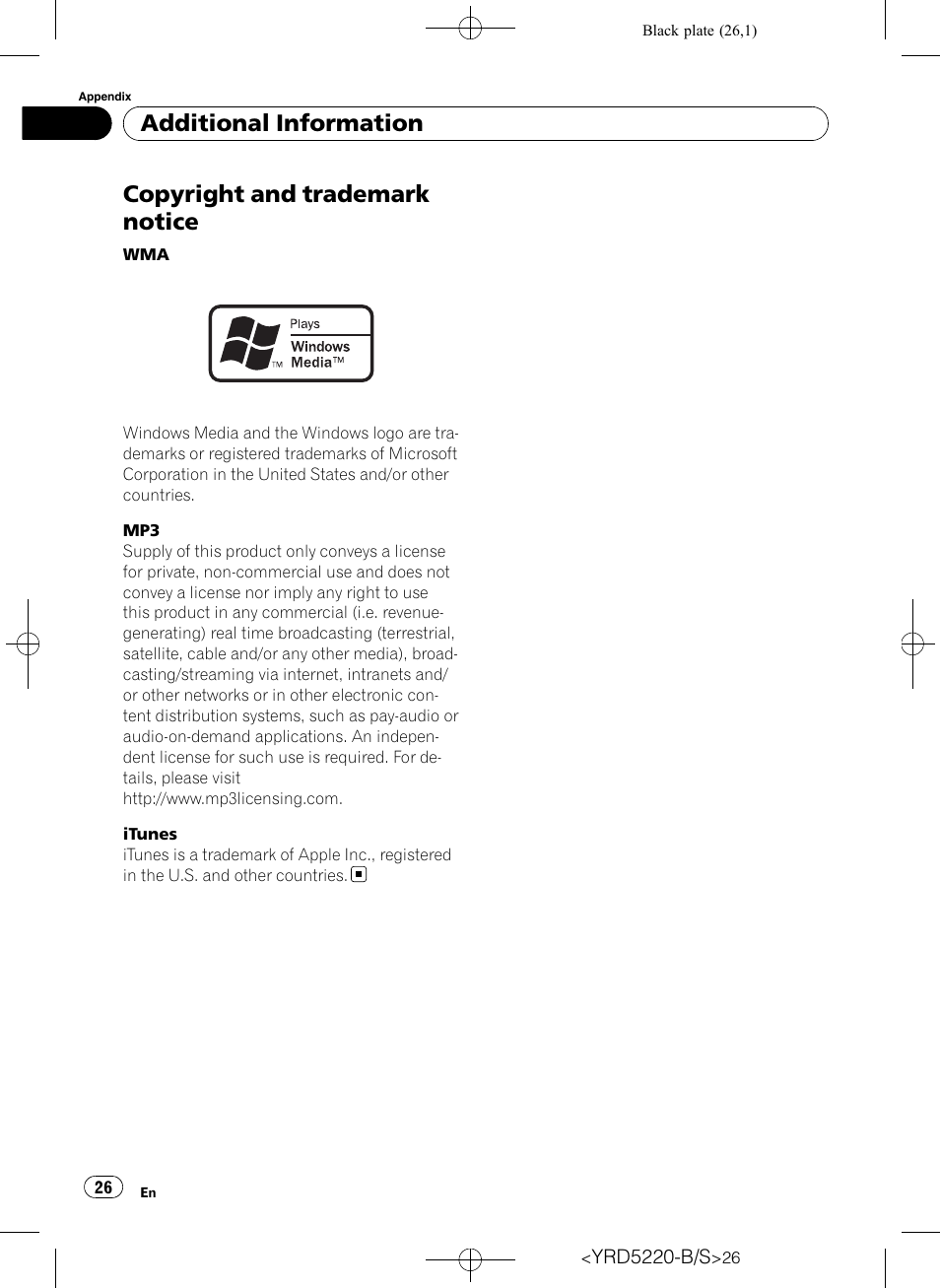 Copyright and trademark notice, Additional information | Pioneer Super Tuner III D DEH-2150UB User Manual | Page 26 / 128