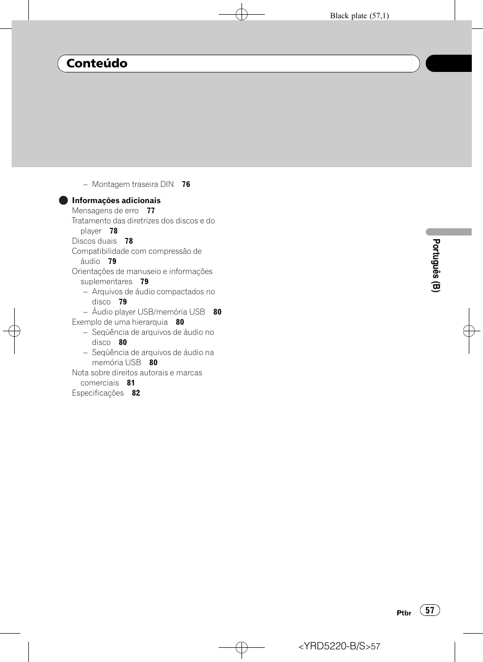 Conteúdo | Pioneer Super Tuner III D DEH-2150UB User Manual | Page 57 / 128