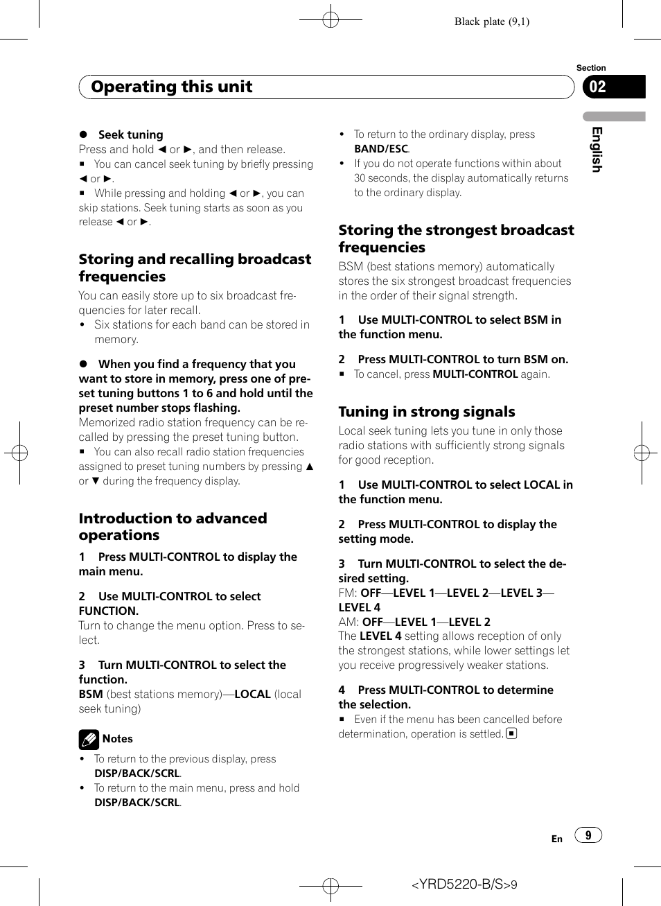 Storing and recalling broadcast, Frequencies, Introduction to advanced | Operations, Storing the strongest broadcast, Tuning in strong signals 9, Operating this unit, Storing and recalling broadcast frequencies, Introduction to advanced operations, Storing the strongest broadcast frequencies | Pioneer Super Tuner III D DEH-2150UB User Manual | Page 9 / 128