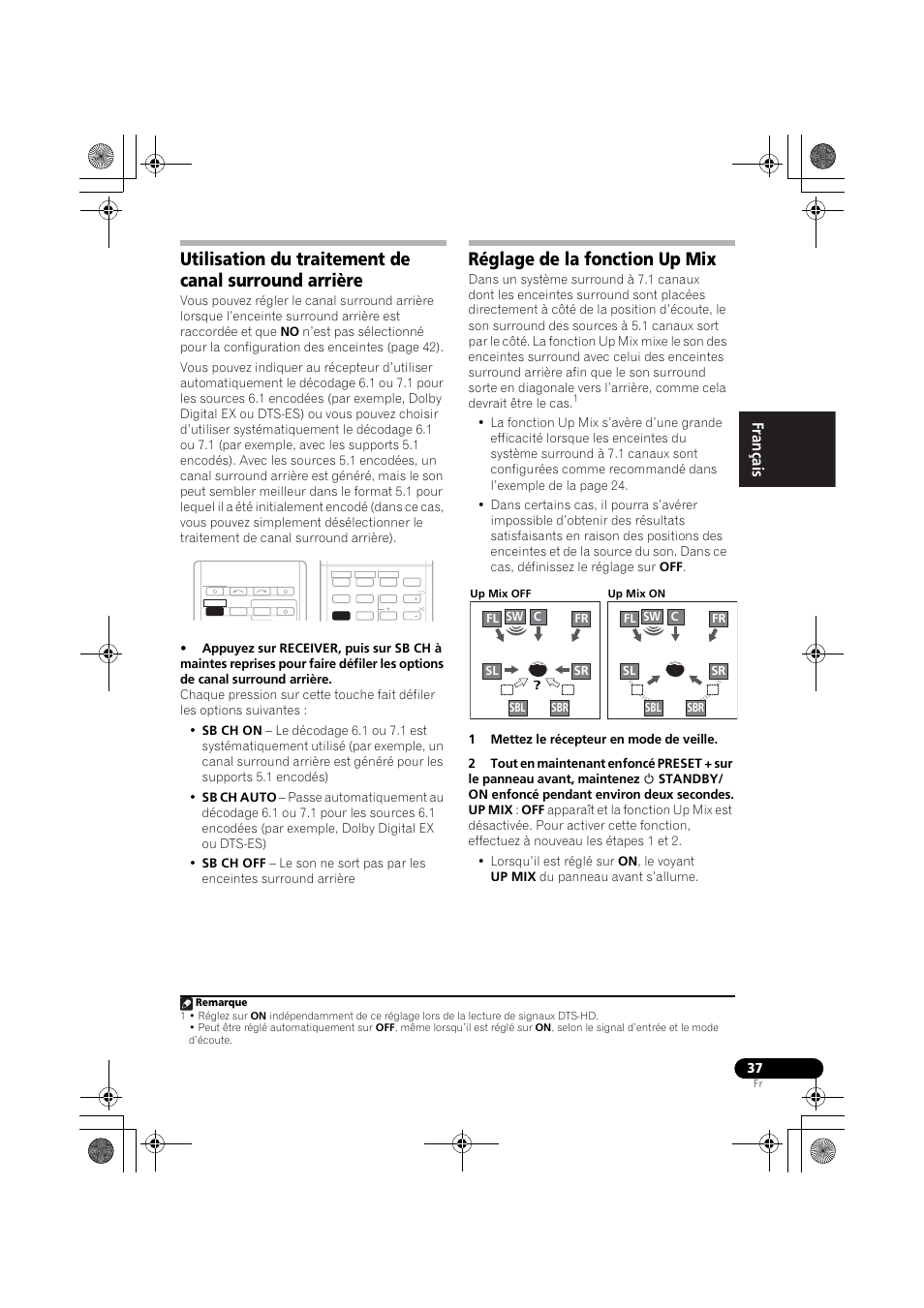 Réglage de la fonction up mix, English français español | Pioneer VSX-819H User Manual | Page 107 / 213