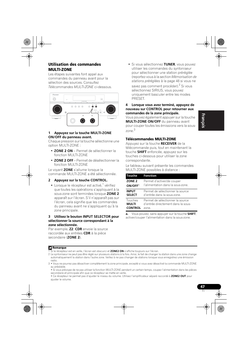Utilisation des commandes multi-zone, English français español | Pioneer VSX-819H User Manual | Page 117 / 213