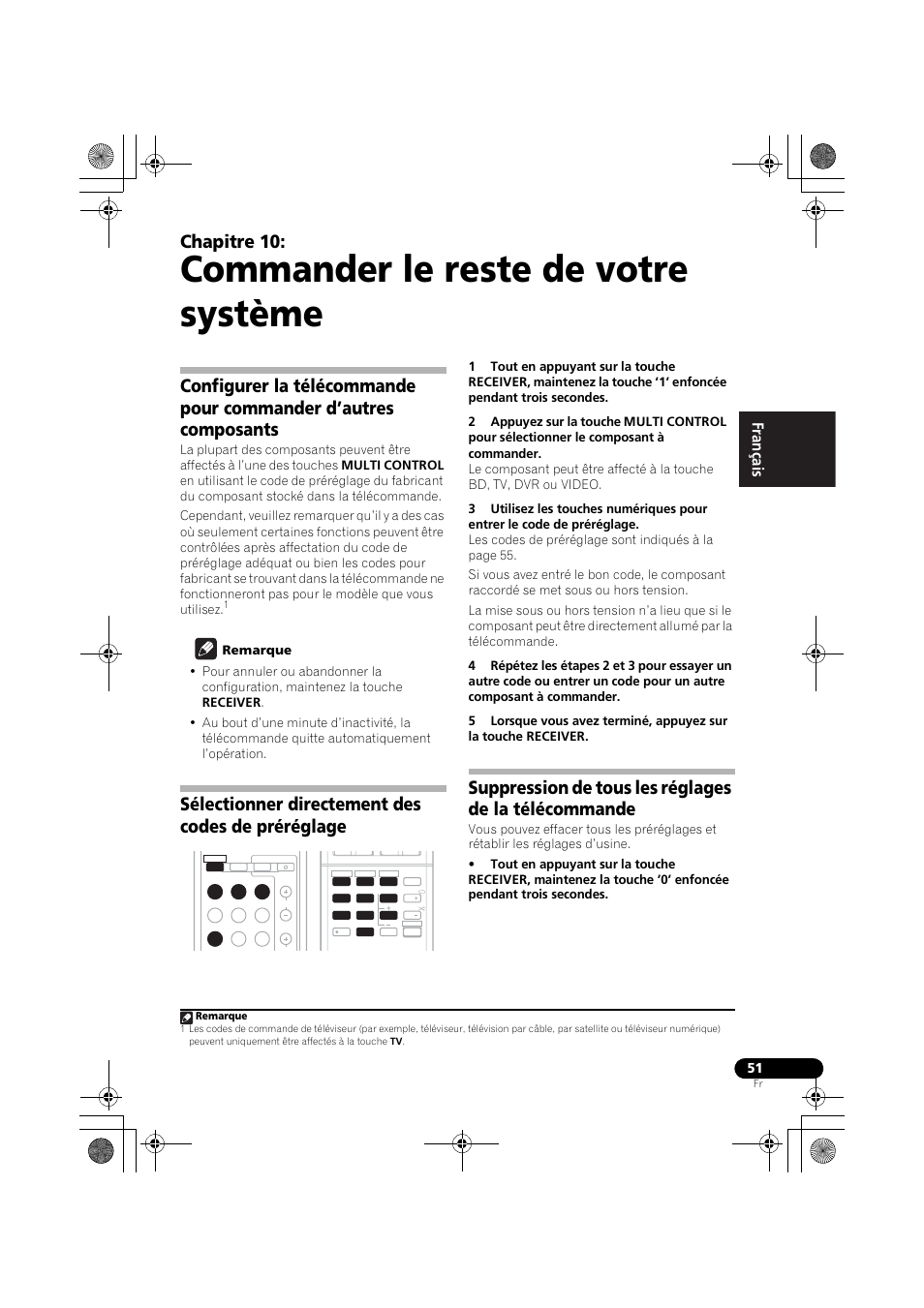 Sélectionner directement des codes de préréglage, Commander le reste de votre système, Chapitre 10 | English français español | Pioneer VSX-819H User Manual | Page 121 / 213