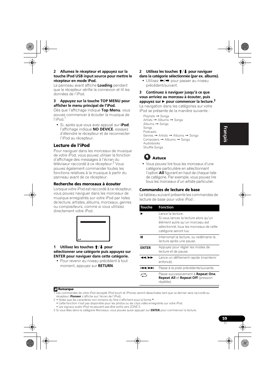Lecture de l’ipod, English français español | Pioneer VSX-819H User Manual | Page 129 / 213