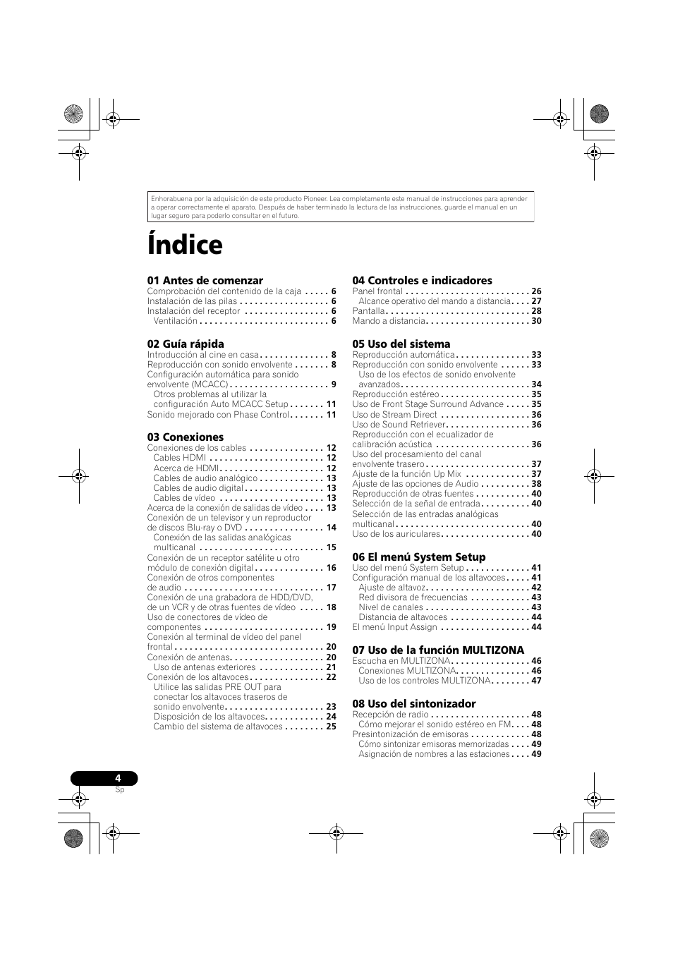 Manual de instrucciones, Índice | Pioneer VSX-819H User Manual | Page 144 / 213