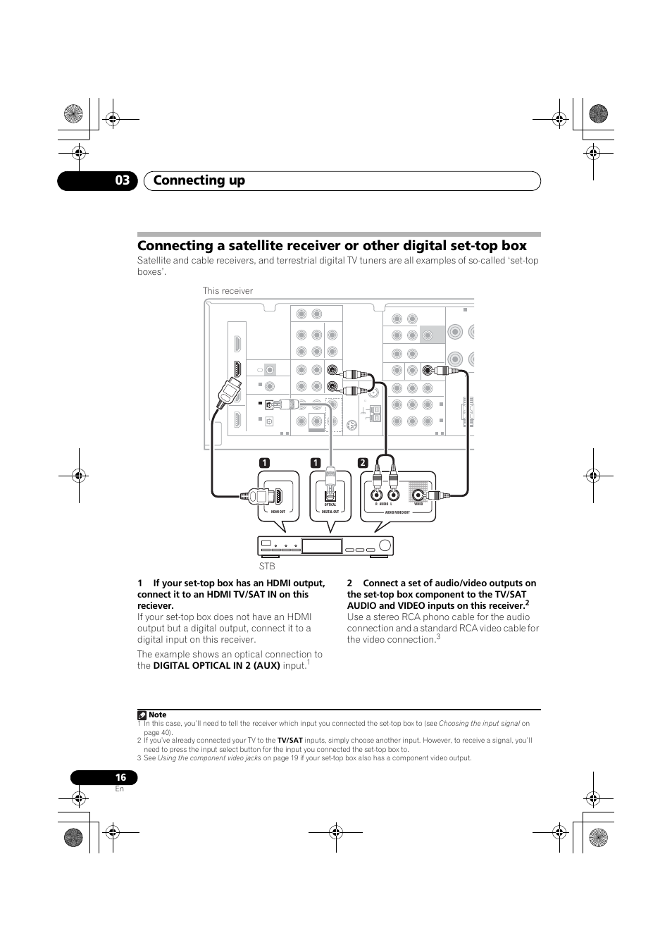 Connecting up 03, 12 stb this receiver | Pioneer VSX-819H User Manual | Page 16 / 213