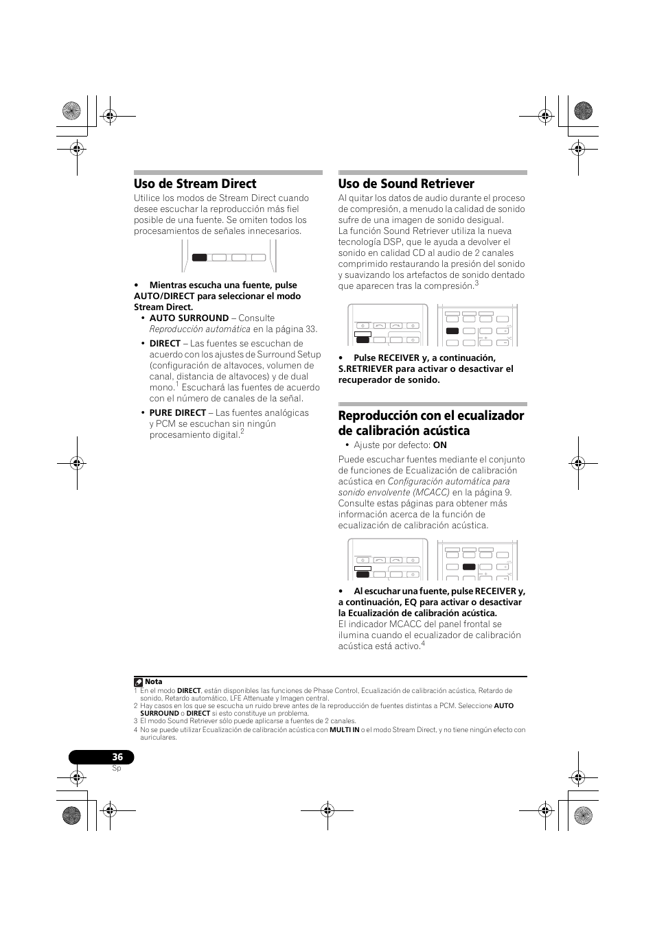 Uso de stream direct, Uso de sound retriever | Pioneer VSX-819H User Manual | Page 176 / 213