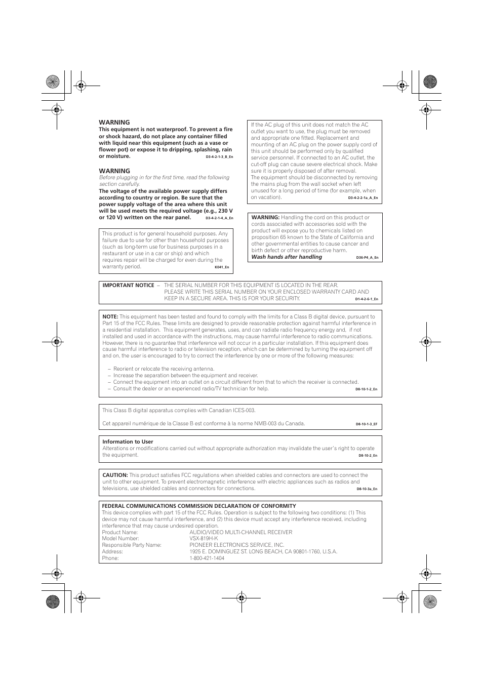 Pioneer VSX-819H User Manual | Page 2 / 213