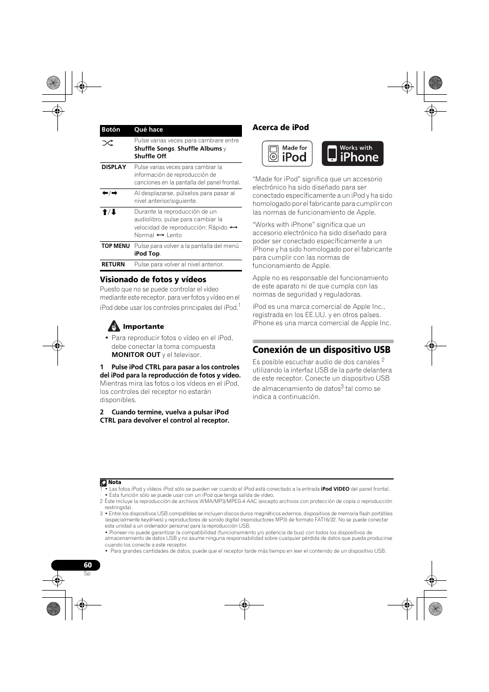 Visionado de fotos y vídeos acerca de ipod, Conexión de un dispositivo usb | Pioneer VSX-819H User Manual | Page 200 / 213