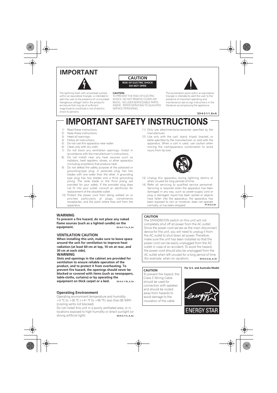 Important, Caution | Pioneer VSX-819H User Manual | Page 3 / 213
