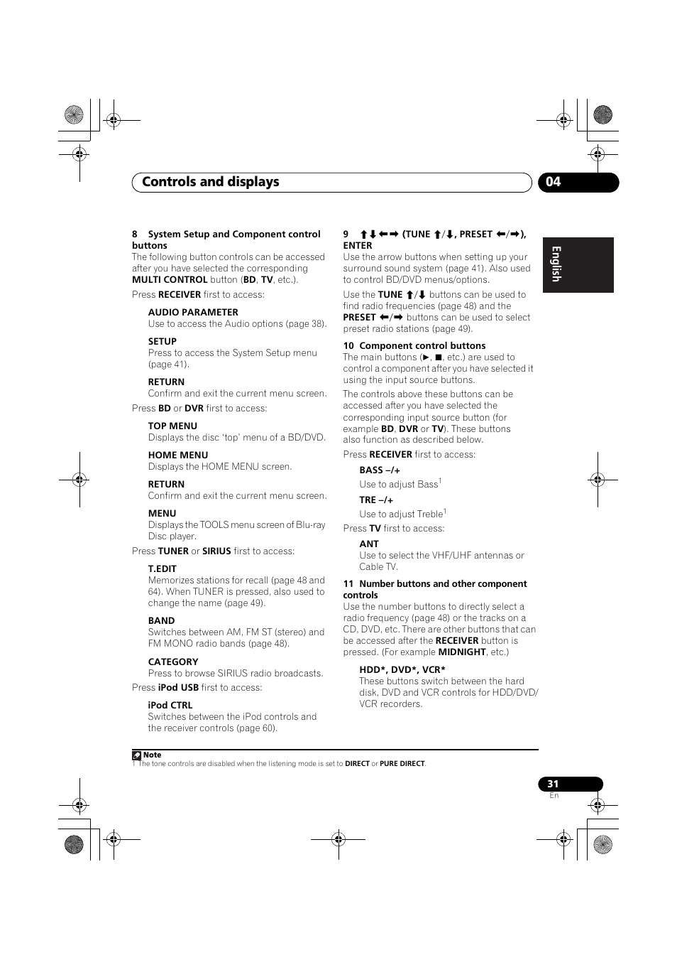 Controls and displays 04 | Pioneer VSX-819H User Manual | Page 31 / 213