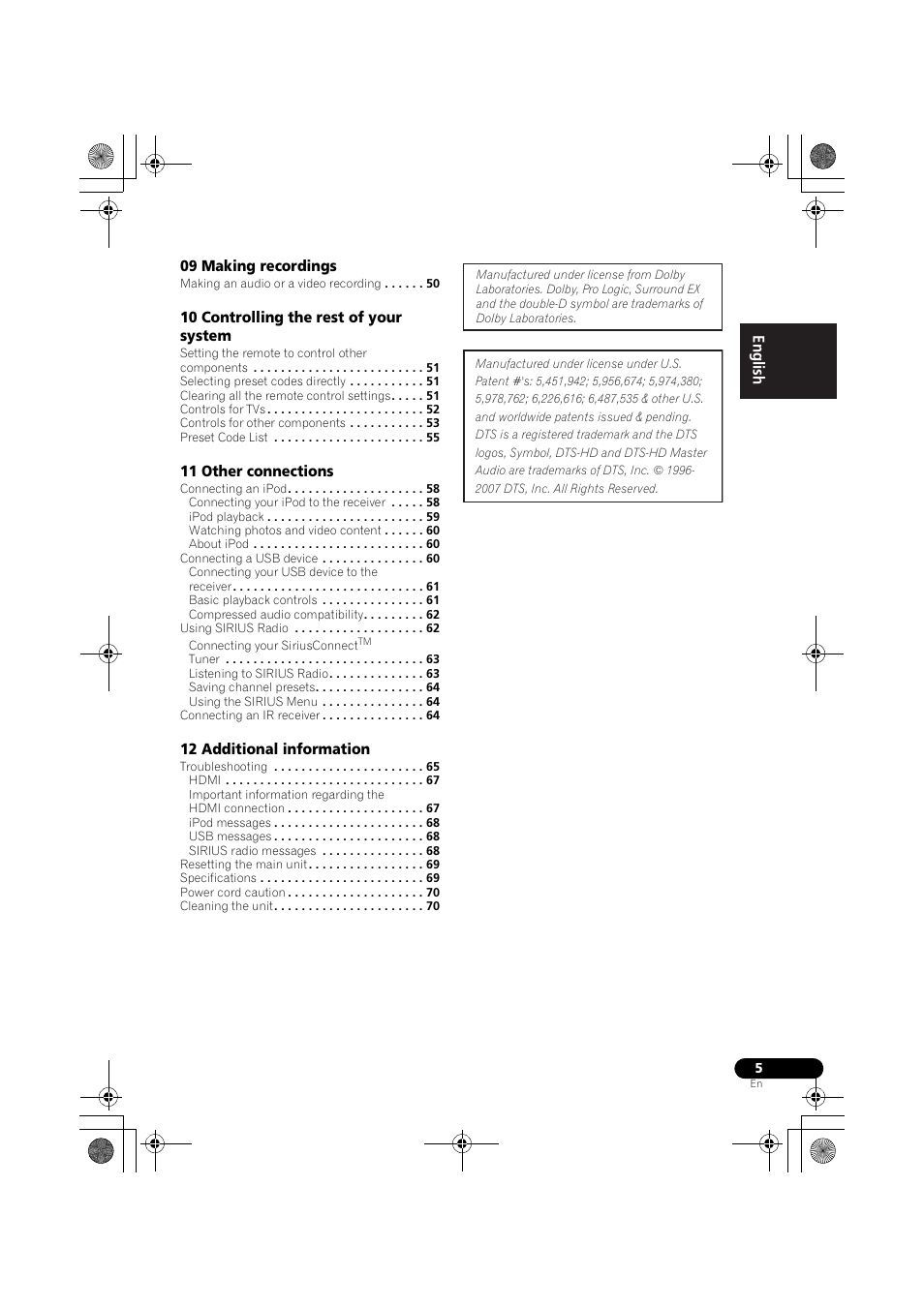 Pioneer VSX-819H User Manual | Page 5 / 213