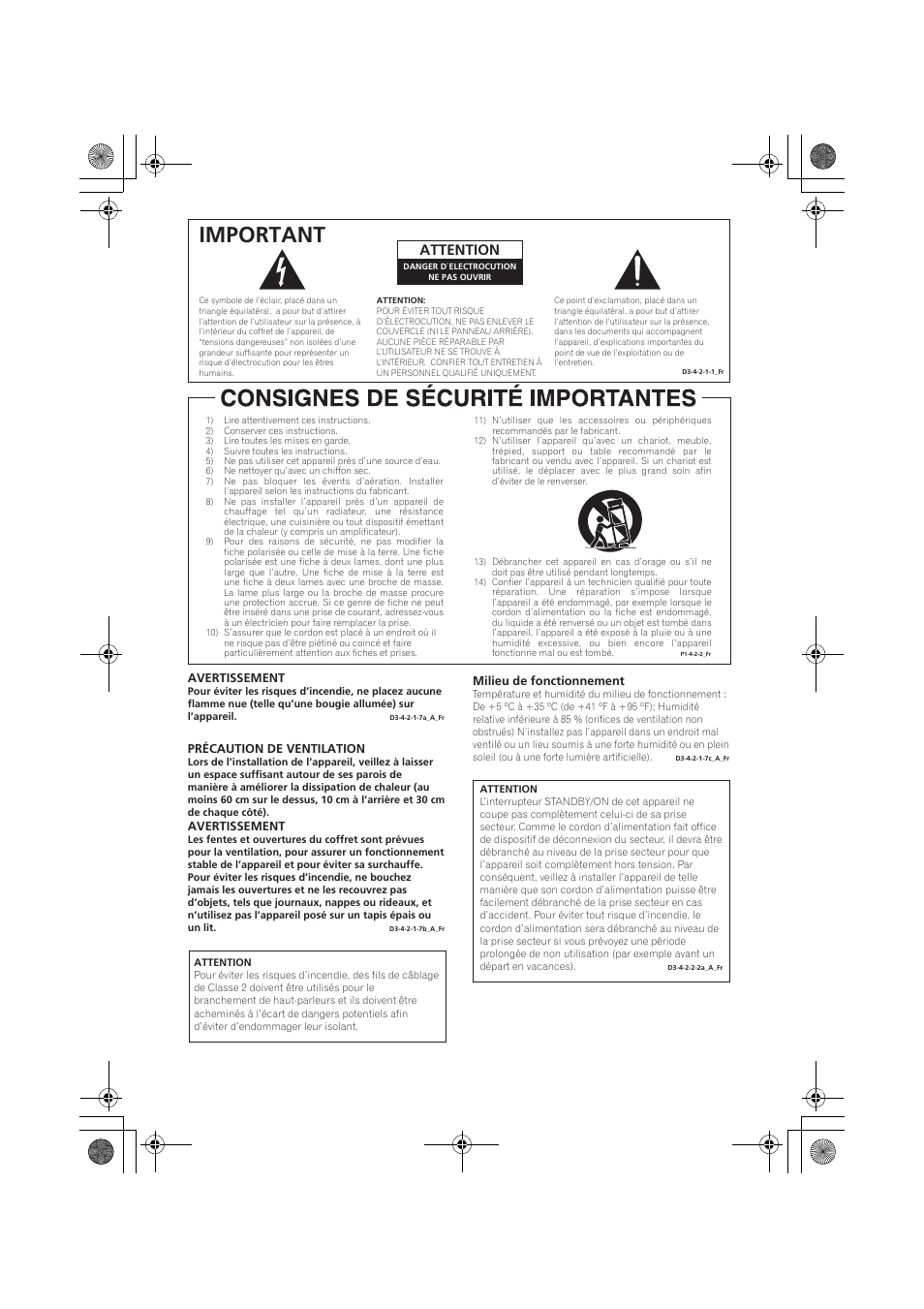 Important, Attention | Pioneer VSX-819H User Manual | Page 73 / 213