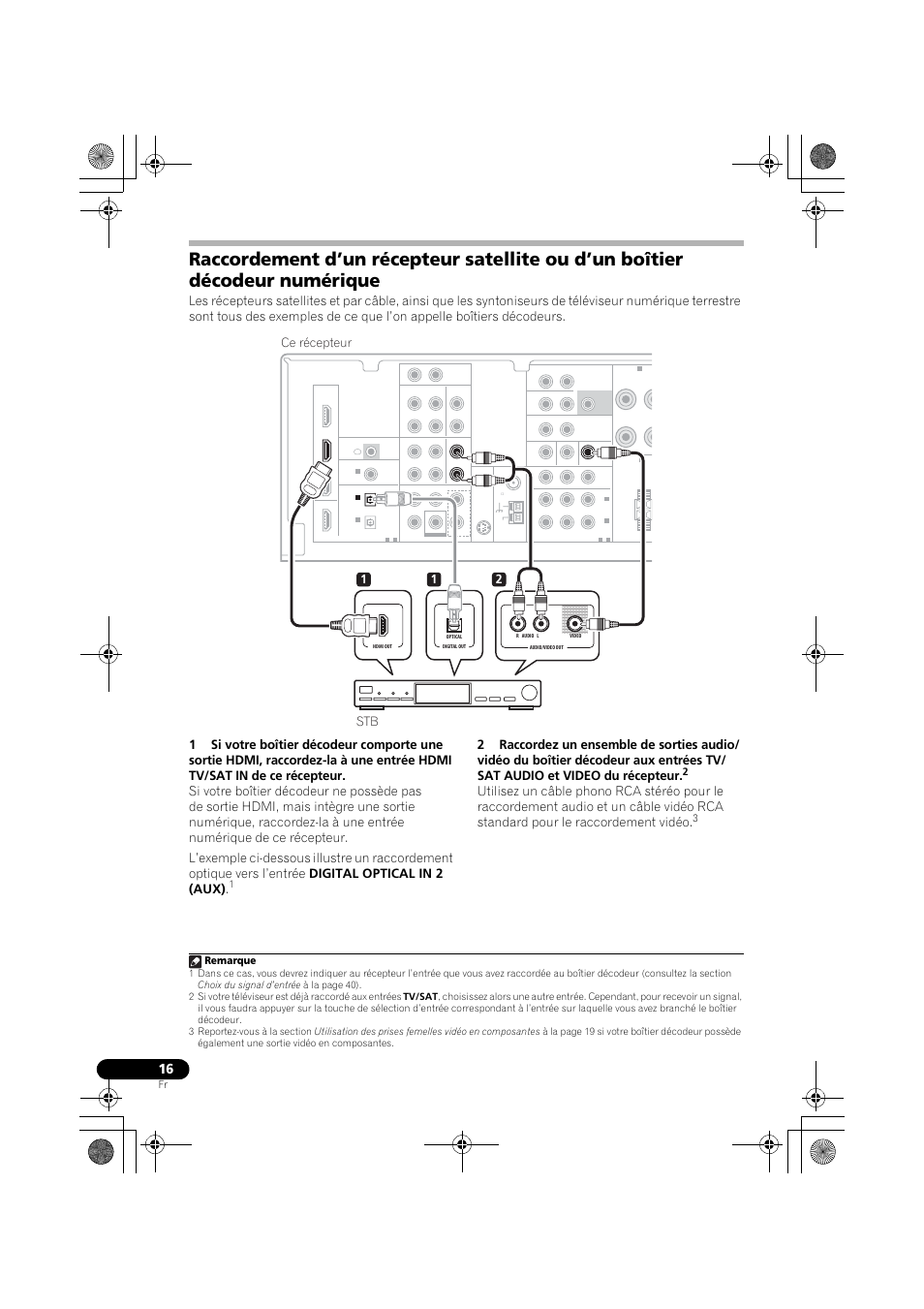12 stb ce récepteur, Remarque | Pioneer VSX-819H User Manual | Page 86 / 213