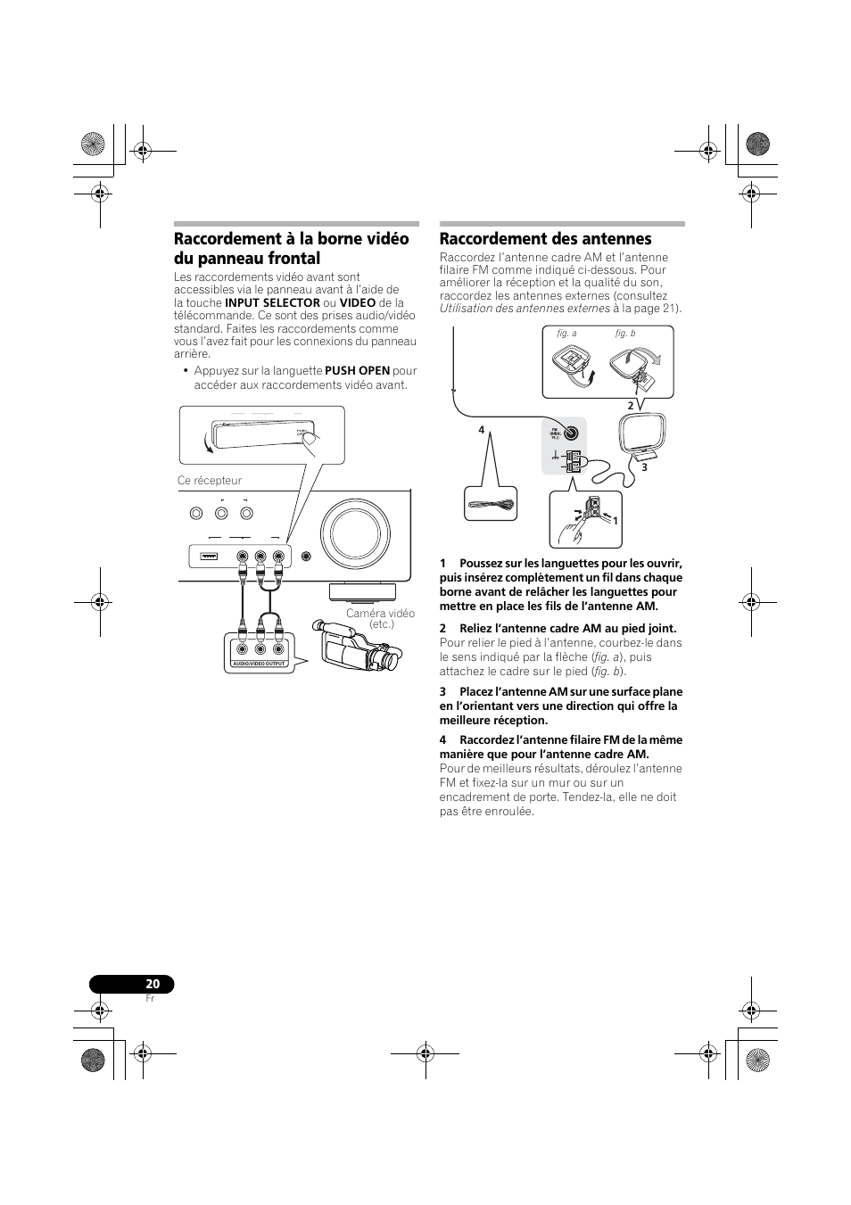 Raccordement à la borne vidéo du panneau frontal, Raccordement des antennes, Ce récepteur | Caméra vidéo (etc.) | Pioneer VSX-819H User Manual | Page 90 / 213