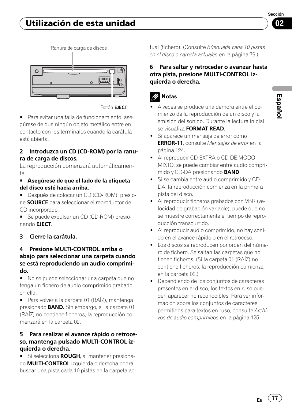 Utilización de esta unidad | Pioneer DEH-P65BT User Manual | Page 77 / 130