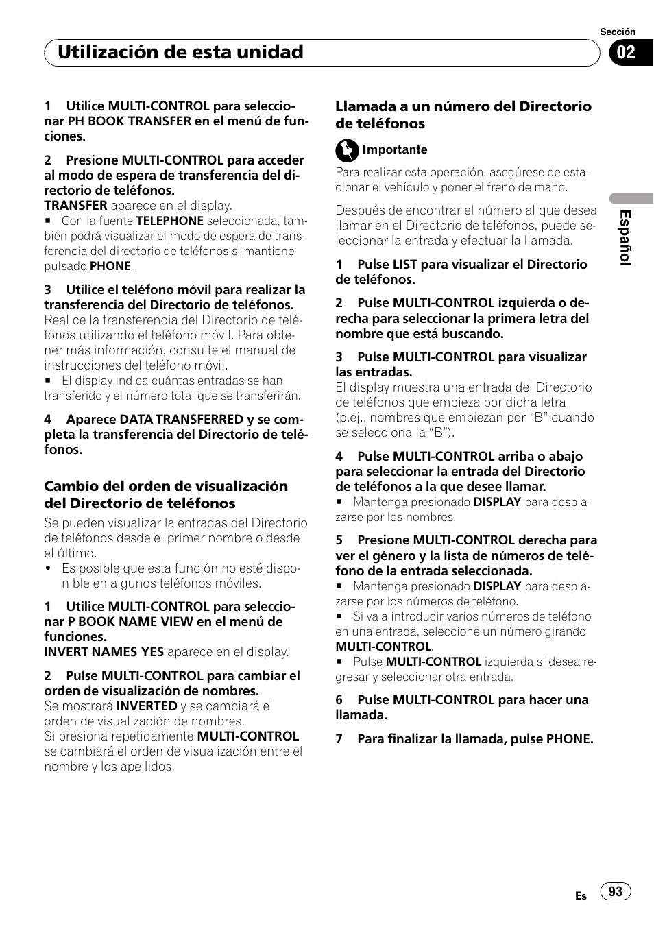 Utilización de esta unidad | Pioneer DEH-P65BT User Manual | Page 93 / 130