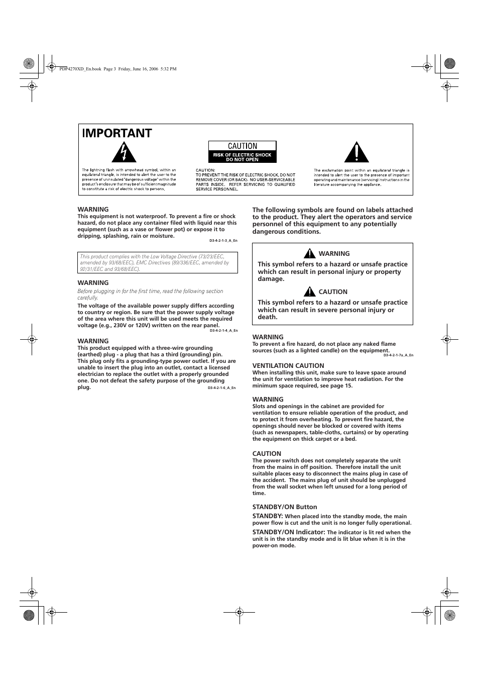 Pioneer PDP-4270XD User Manual | Page 3 / 176