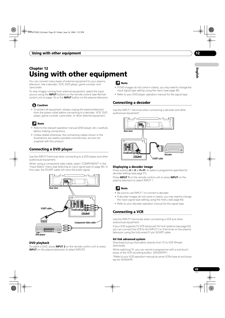 Using with other equipment | Pioneer PDP-4270XD User Manual | Page 49 / 176