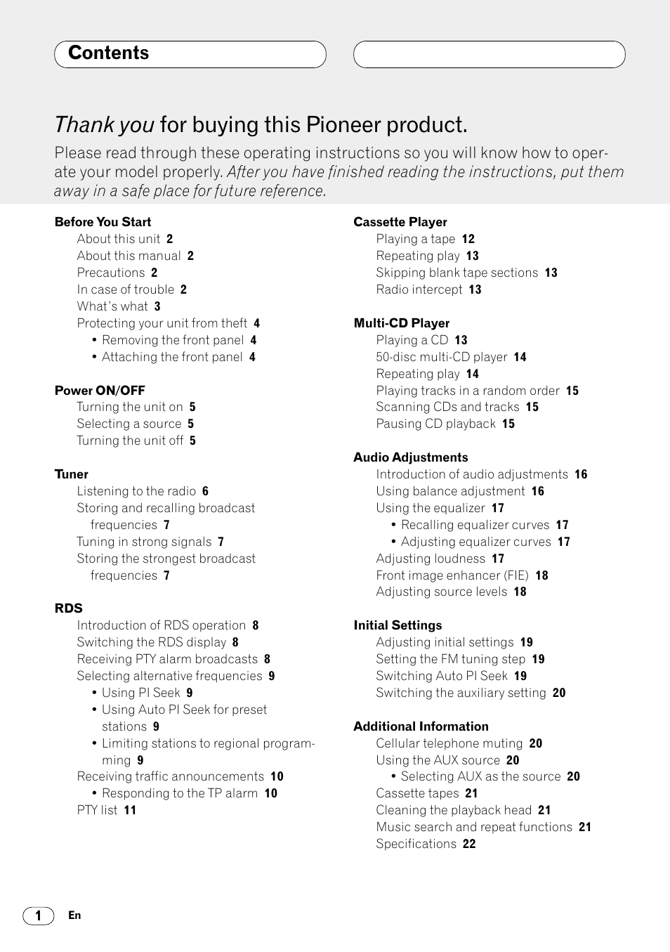 Pioneer KEH-P4020R User Manual | Page 2 / 68