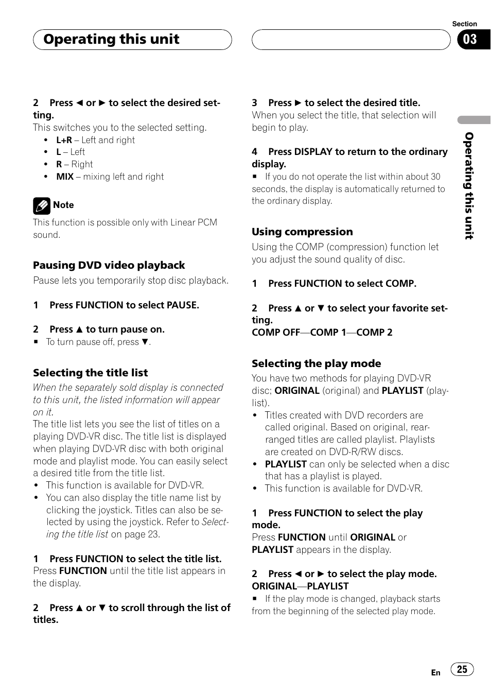Operating this unit | Pioneer DVH-P5900MP User Manual | Page 25 / 96