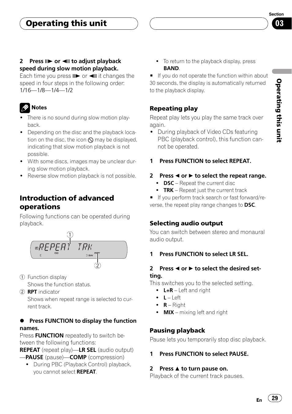 Operating this unit, Introduction of advanced operations | Pioneer DVH-P5900MP User Manual | Page 29 / 96
