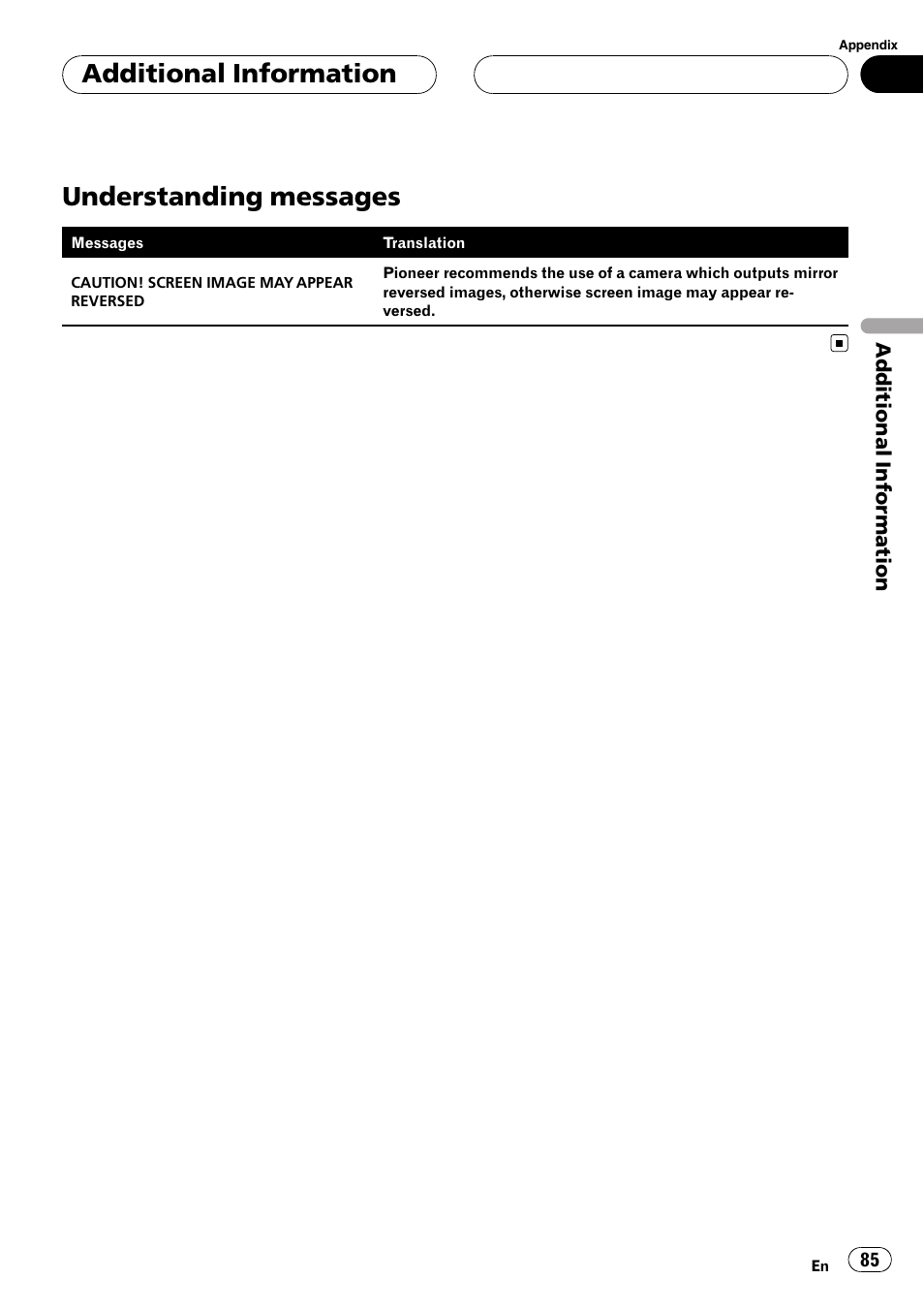 Understanding messages, Additional information | Pioneer DVH-P5900MP User Manual | Page 85 / 96