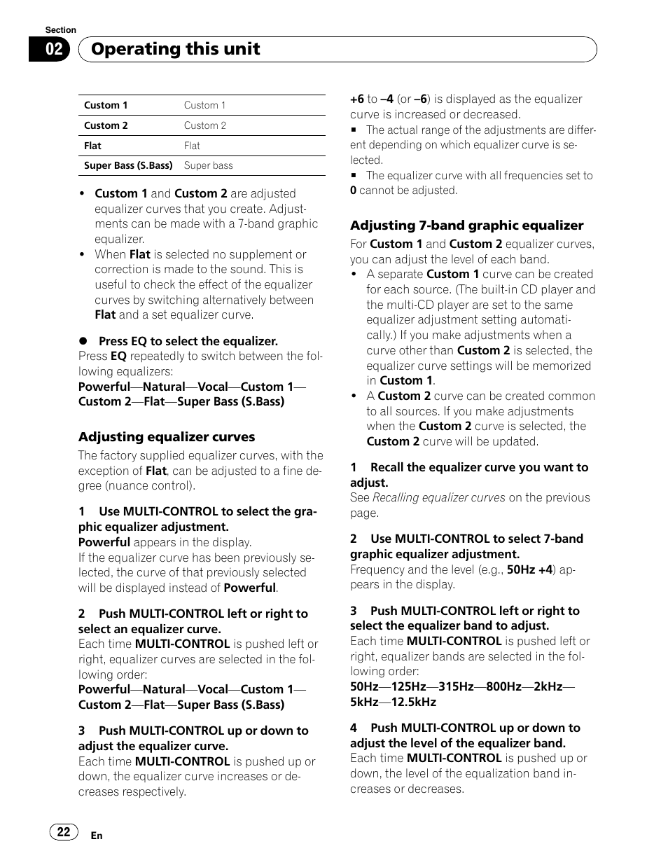 Adjusting eq curves, Operating this unit | Pioneer DEH-P5900IB User Manual | Page 22 / 72