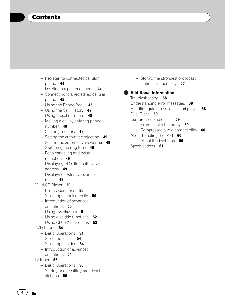 Pioneer DEH-P5900IB User Manual | Page 4 / 72