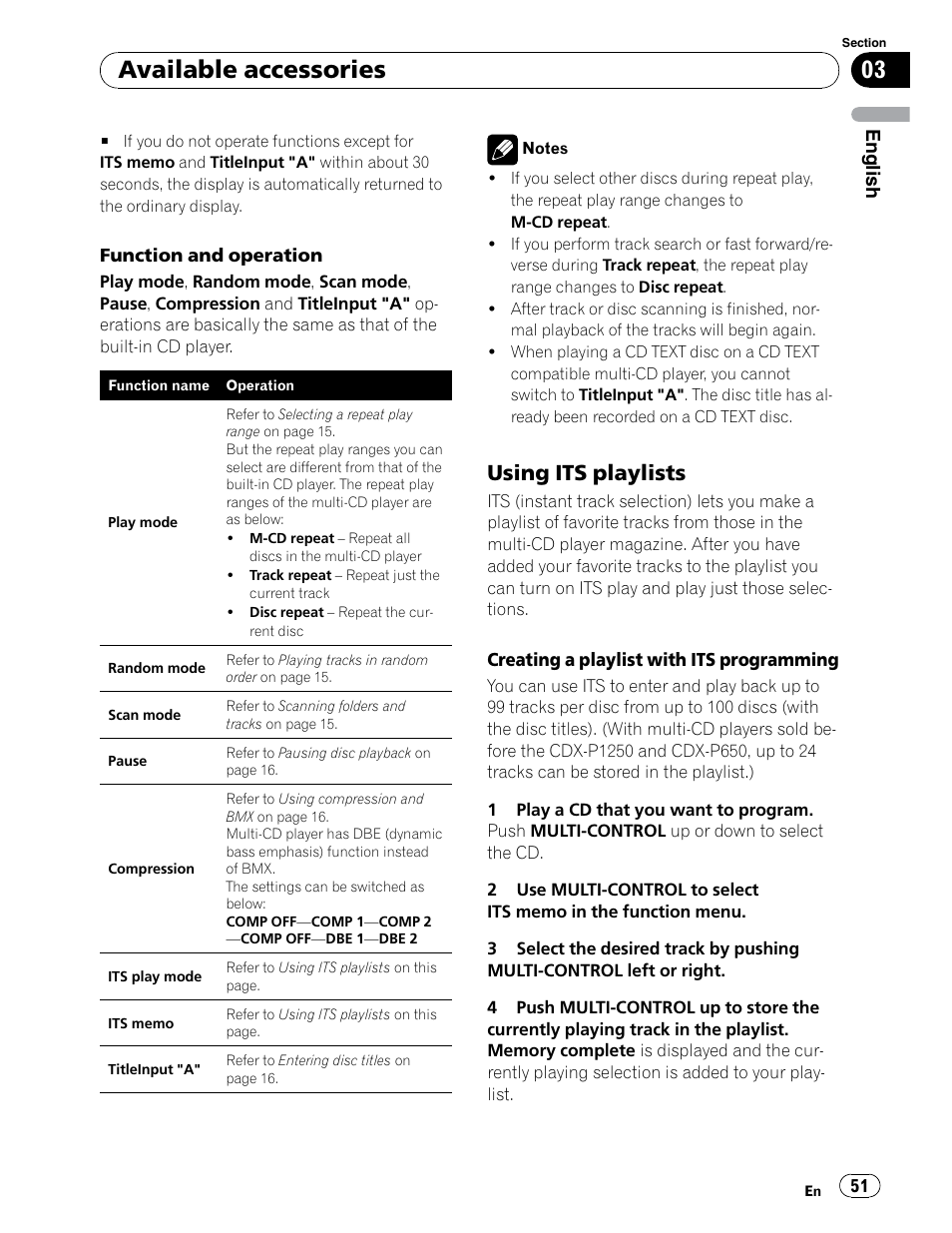Available accessories, Using its playlists | Pioneer DEH-P5900IB User Manual | Page 51 / 72