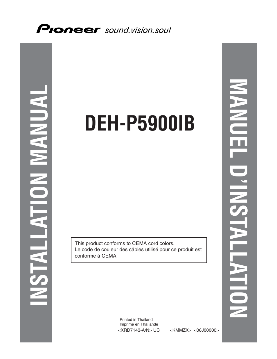 Installation manual, Inst alla tion manual manuel d’inst alla tion, Deh-p5900ib | Pioneer DEH-P5900IB User Manual | Page 63 / 72