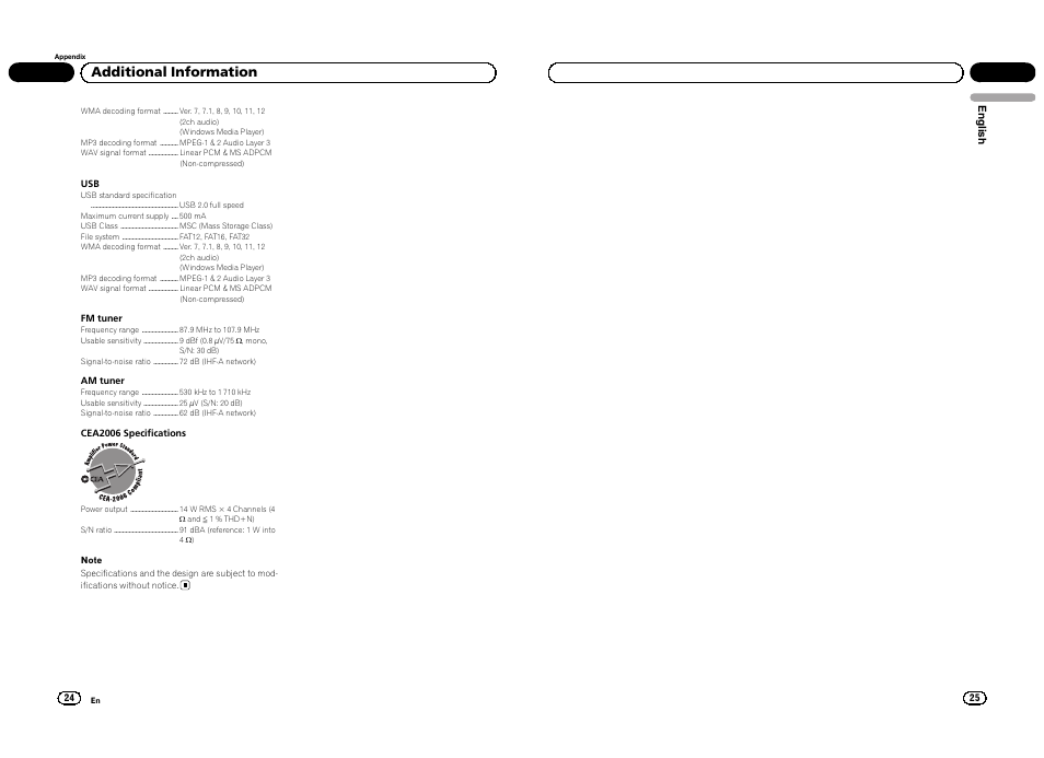 Additional information | Pioneer DEH-4300UB  EU User Manual | Page 13 / 48