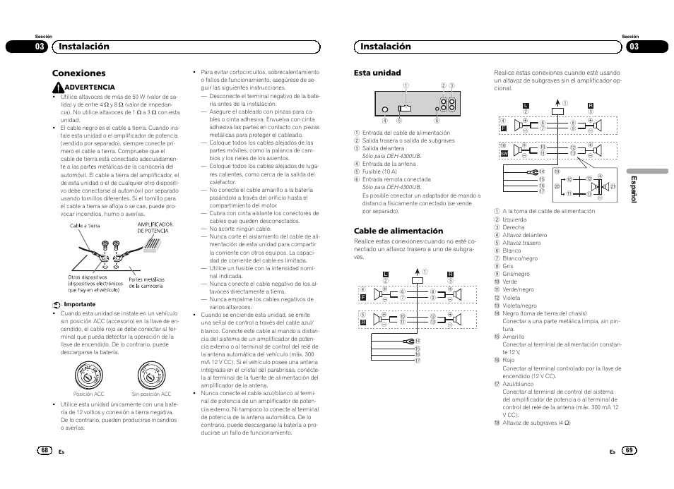Conexiones, 03 instalación | Pioneer DEH-4300UB  EU User Manual | Page 35 / 48