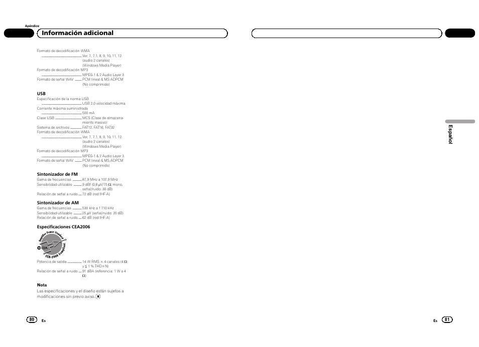 Información adicional | Pioneer DEH-4300UB  EU User Manual | Page 41 / 48