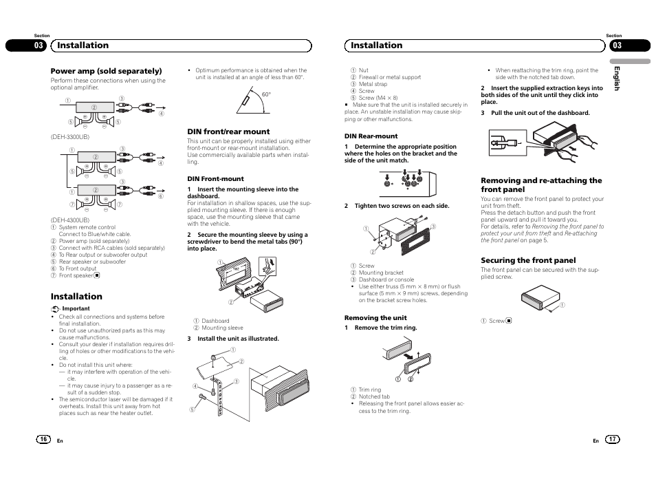 Installation, 03 installation | Pioneer DEH-4300UB  EU User Manual | Page 9 / 48