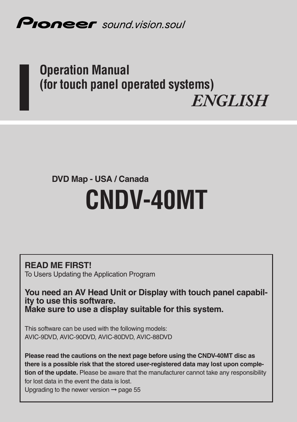 Pioneer AVIC-90DVD User Manual | 74 pages