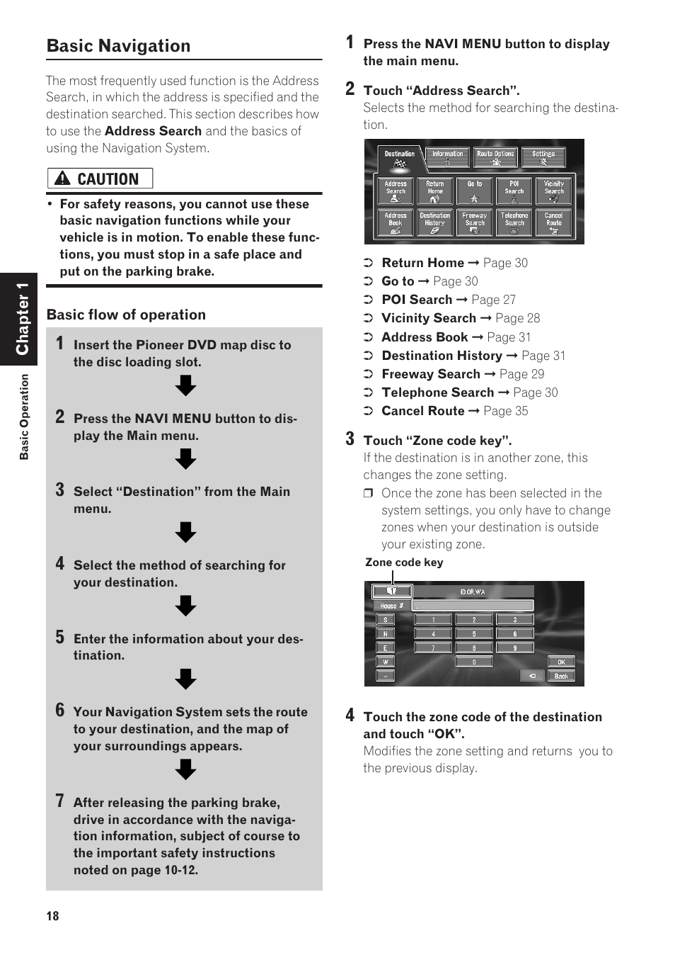 Basic navigation | Pioneer AVIC-90DVD User Manual | Page 20 / 74