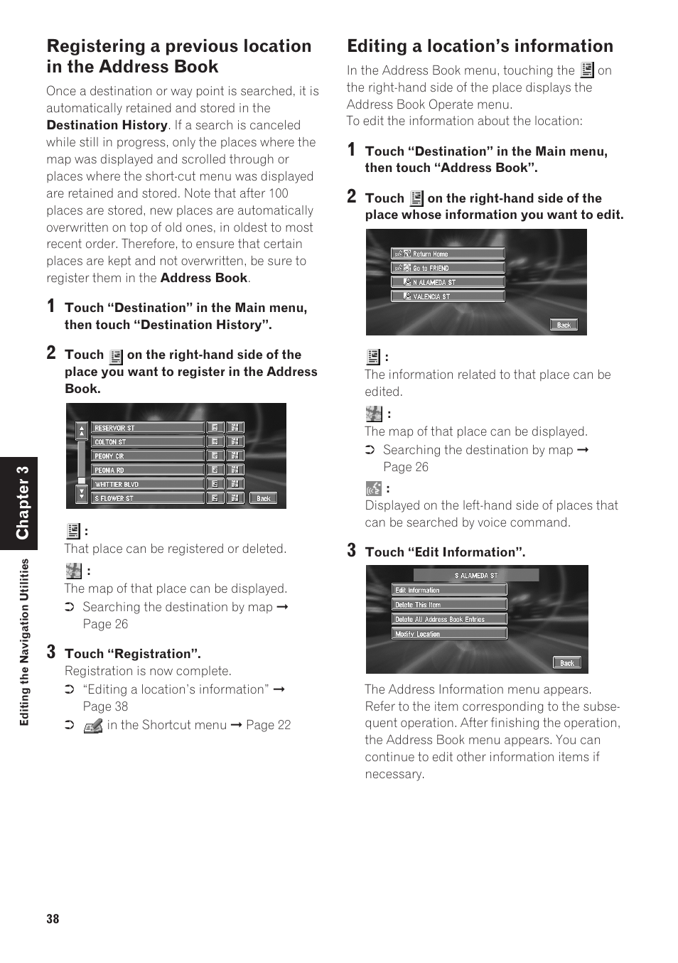 Editing a location’s information 38, Editing a location’s information | Pioneer AVIC-90DVD User Manual | Page 40 / 74